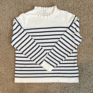 J. Crew Women’s Navy and White Striped Long Sleeve Tee